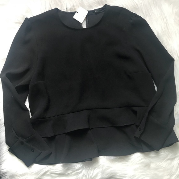 NWT Zara Black Frilled Ruffled Hem Blouse Top - Picture 8 of 8